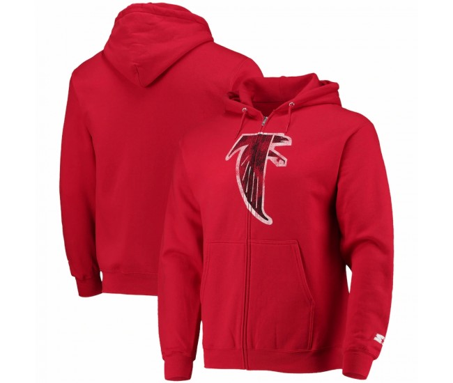 Atlanta Falcons Men's Starter Red Throwback Logo Full-Zip Hoodie
