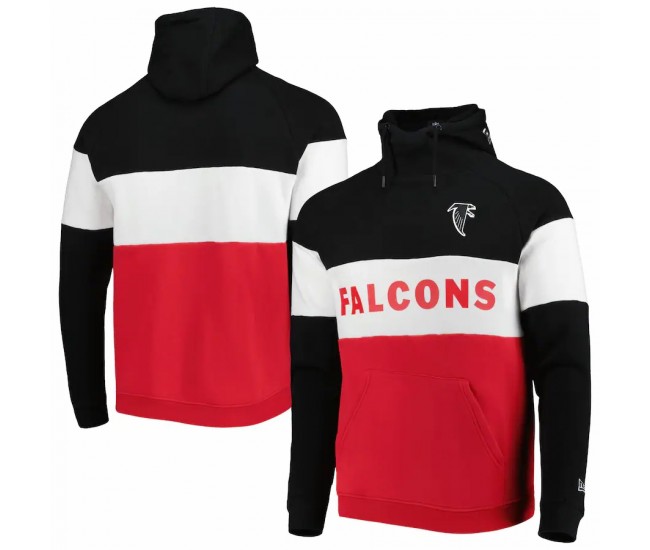Atlanta Falcons Men's New Era Red/Black Colorblock Throwback Pullover Hoodie