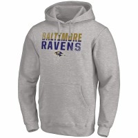 Baltimore Ravens Men's Fanatics Branded Heather Gray Fade Out Fitted Pullover Hoodie
