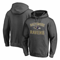 Baltimore Ravens Men's Fanatics Branded Heather Charcoal Victory Arch Team Fitted Pullover Hoodie