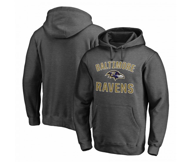 Baltimore Ravens Men's Fanatics Branded Heather Charcoal Victory Arch Team Fitted Pullover Hoodie