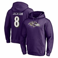 Baltimore Ravens Men's Lamar Jackson Fanatics Branded Purple Player Icon Name & Number Pullover Hoodie