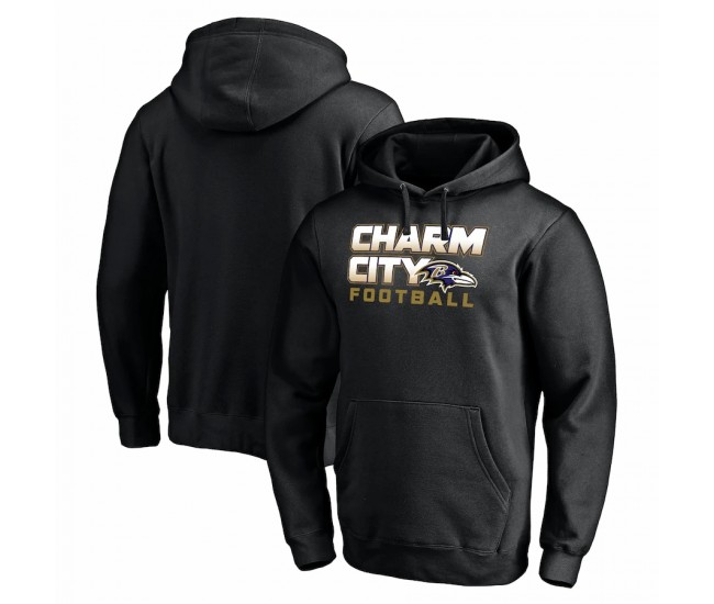 Baltimore Ravens Men's Fanatics Branded Black Hometown Collection Charm City Fitted Pullover Hoodie