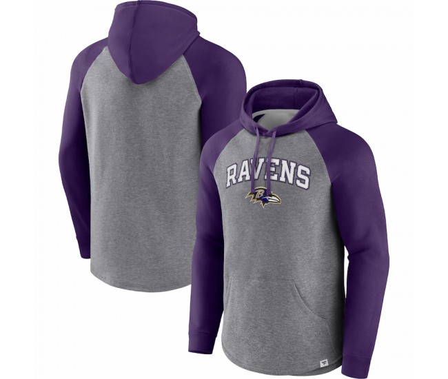 Baltimore Ravens Men's Fanatics Branded Heathered Gray/Purple By Design Raglan Pullover Hoodie
