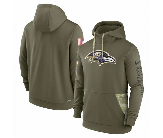 Baltimore Ravens Men's Nike Olive 2022 Salute to Service Therma Performance Pullover Hoodie