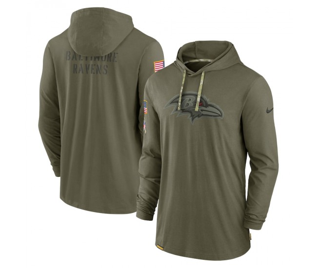 Baltimore Ravens Men's Nike Olive 2022 Salute to Service Tonal Long Sleeve Hoodie T-Shirt
