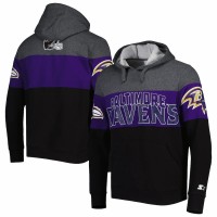 Baltimore Ravens Men'sStarter Heather Charcoal/Purple Extreme Pullover Hoodie