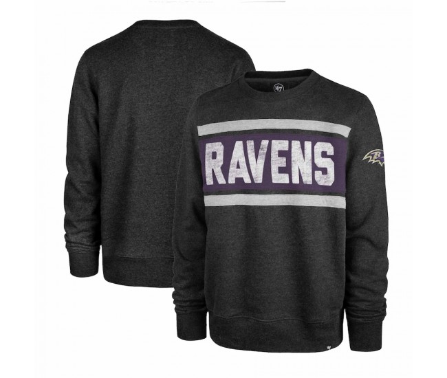 Baltimore Ravens Men's'47 Heathered Black Bypass Tribeca Pullover Sweatshirt