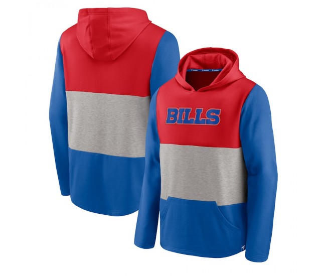 Buffalo Bills Men's Fanatics Branded Red/Royal Linear Logo Pullover Hoodie
