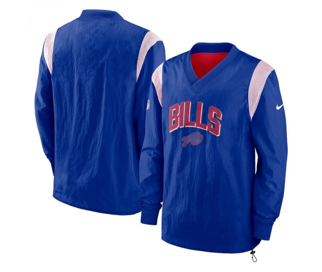 Buffalo Bills Men's Nike Royal Sideline Athletic Stack V-Neck Pullover Windshirt Jacket