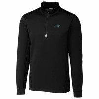 Carolina Panthers Men's Cutter & Buck Black Traverse Quarter-Zip Pullover Jacket