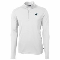 Carolina Panthers Men's Cutter & Buck White Virtue Eco Pique Recycled Quarter-Zip Pullover Jacket