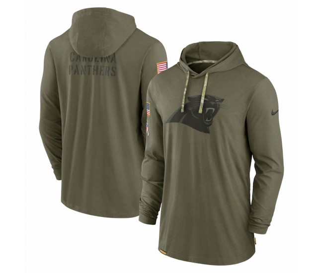 Carolina Panthers Men's Nike Olive 2022 Salute to Service Tonal Long Sleeve Hoodie T-Shirt