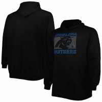 Carolina Panthers Men's Fanatics Branded Black Big & Tall Pop of Color Pullover Hoodie