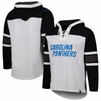 Carolina Panthers Men's '47 Heather Gray Gridiron Lace-Up Pullover Hoodie