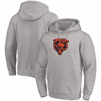 Chicago Bears Men's Fanatics Branded Heather Gray Primary Logo Fitted Pullover Hoodie