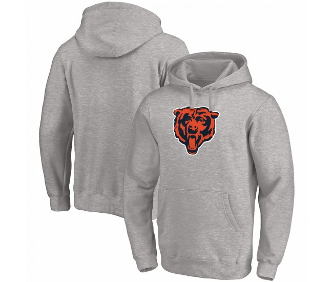 Chicago Bears Men's Fanatics Branded Heather Gray Primary Logo Fitted Pullover Hoodie