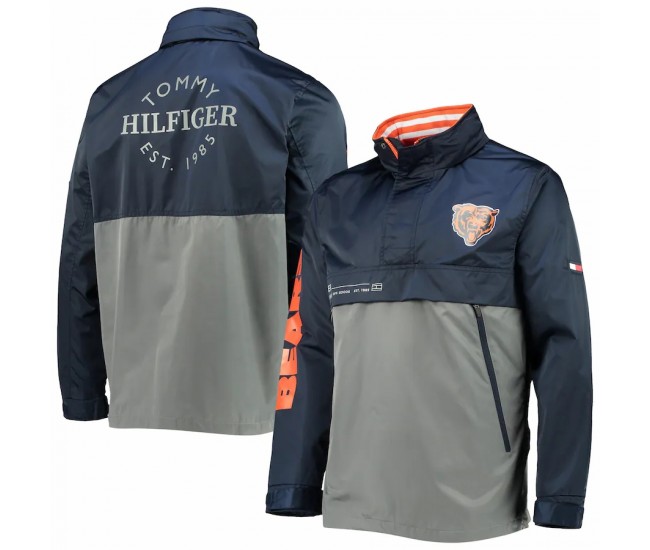 Chicago Bears Men's Tommy Hilfiger Navy/Gray Anorak Hoodie Quarter-Zip Jacket