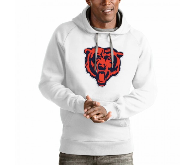Chicago Bears Men's Antigua White Victory Pullover Hoodie