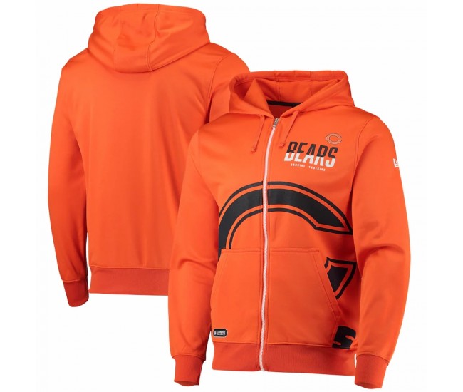 Chicago Bears Men's New Era Orange Drill Combine Authentic Full-Zip Hoodie Jacket