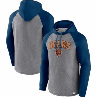 Chicago Bears Men's Fanatics Branded Heathered Gray/Navy By Design Raglan Pullover Hoodie