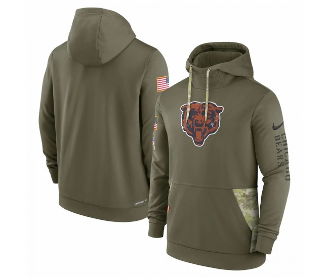 Chicago Bears Men's Nike Olive 2022 Salute to Service Therma Performance Pullover Hoodie