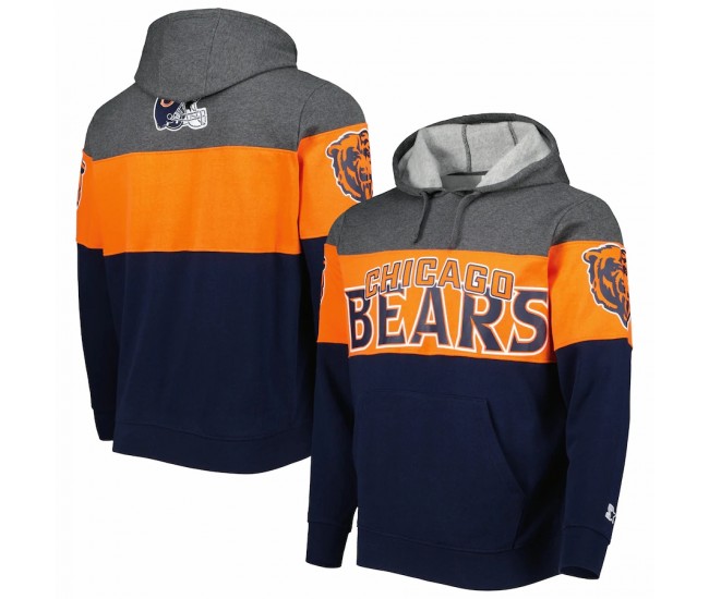 Chicago Bears Men's Starter Navy/Heather Charcoal Extreme Pullover Hoodie