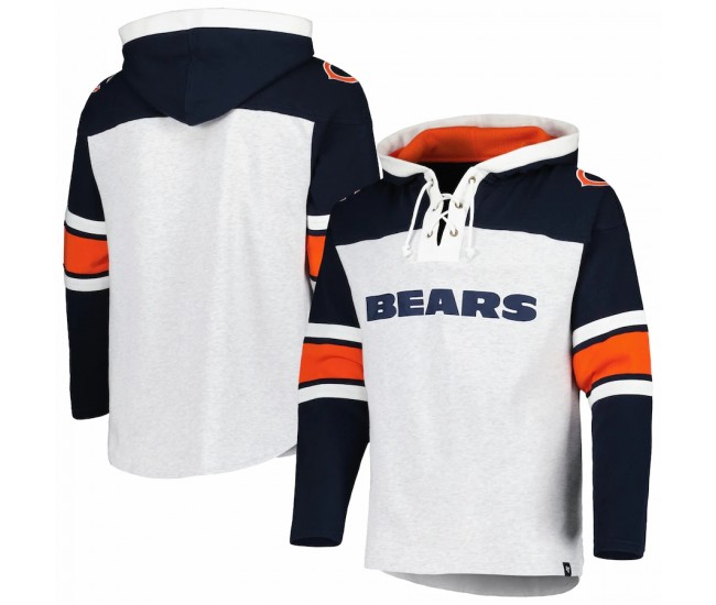 Chicago Bears Men's '47 Heather Gray Gridiron Lace-Up Pullover Hoodie