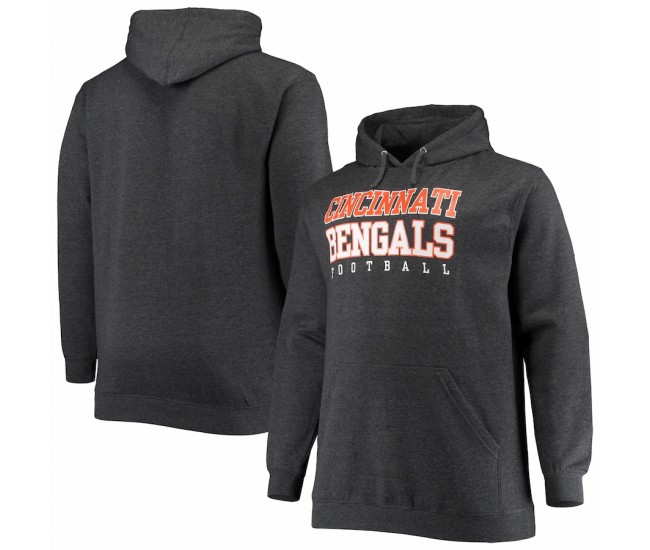 Cincinnati Bengals Men's Fanatics Branded Heathered Charcoal Big & Tall Practice Pullover Hoodie