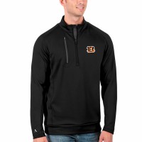 Cincinnati Bengals Men's  Antigua Black/Charcoal Generation Quarter-Zip Pullover Jacket