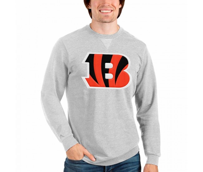 Cincinnati Bengals Men's Antigua Heathered Gray Team Reward Crewneck Pullover Sweatshirt