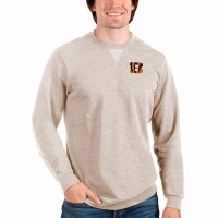 Cincinnati Bengals Men's Antigua Oatmeal Reward Crewneck Pullover Sweatshirt