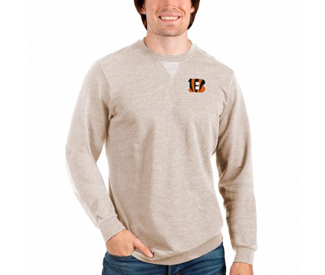 Cincinnati Bengals Men's Antigua Oatmeal Reward Crewneck Pullover Sweatshirt