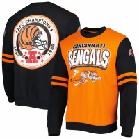 Cincinnati Bengals Men's Mitchell & Ness Orange All Over 2.0 Pullover Sweatshirt