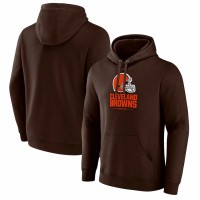 Cleveland Brownss Men's Fanatics Branded Brown Logo Team Lockup Fitted Pullover Hoodie