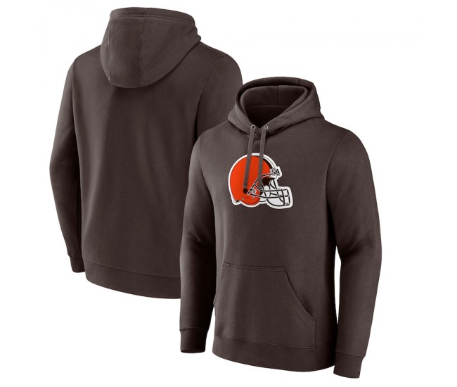 Cleveland Browns Men's Fanatics Branded Brown Primary Logo Fitted Pullover Hoodie