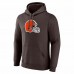 Cleveland Browns Men's Fanatics Branded Brown Primary Logo Fitted Pullover Hoodie