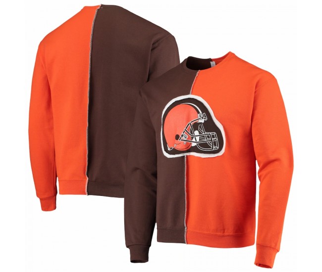 Cleveland Browns Men's Refried Apparel Orange/Brown Sustainable Split Center Pullover Sweatshirt