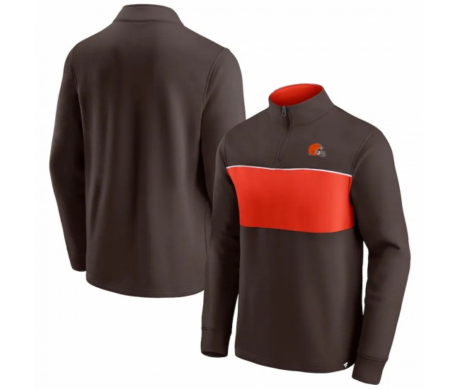 Cleveland Browns Men's Fanatics Branded Brown/Orange Block Party Quarter-Zip Jacket