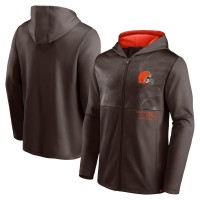 Cleveland Browns Men's Fanatics Branded Brown Defender Full-Zip Hoodie Jacket