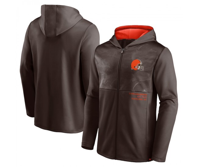 Cleveland Browns Men's Fanatics Branded Brown Defender Full-Zip Hoodie Jacket