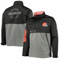 Cleveland Browns Men's Tommy Hilfiger Black/Gray Anorak Hoodie Quarter-Zip Jacket