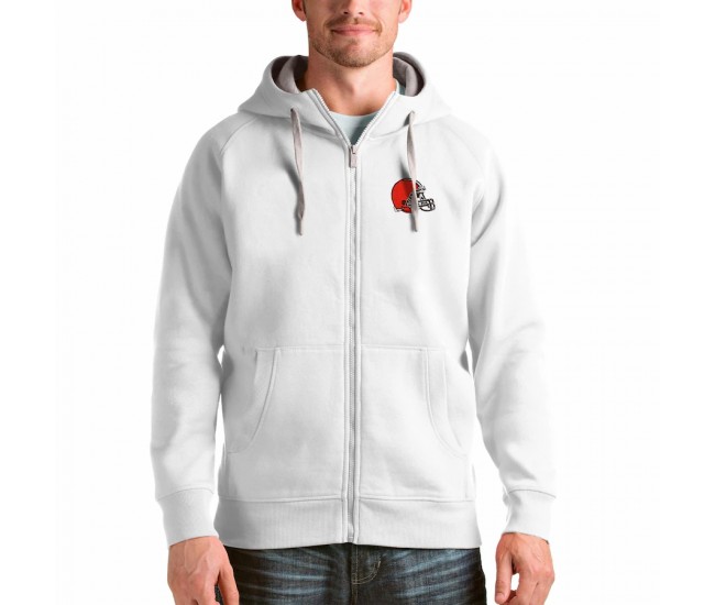 Cleveland Browns Men's Antigua White Victory Full-Zip Hoodie