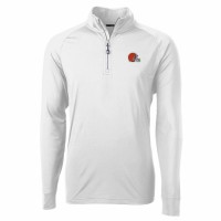 Cleveland Browns Men's Cutter & Buck White Adapt Eco Knit Quarter-Zip Pullover Jacket