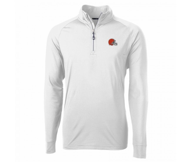 Cleveland Browns Men's Cutter & Buck White Adapt Eco Knit Quarter-Zip Pullover Jacket
