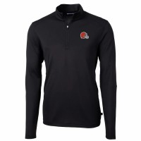 Cleveland Browns Men's Cutter & Buck Black Virtue Eco Pique Recycled Quarter-Zip Pullover Jacket