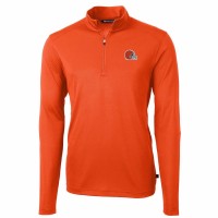 Cleveland Browns Men's Cutter & Buck Orange Virtue Eco Pique Recycled Quarter-Zip Pullover Jacket