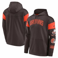 Cleveland Browns Men's Nike Brown Brownie The Elf Sideline Athletic Arch Jersey Performance Pullover Hoodie