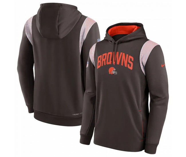 Cleveland Browns Men's Nike Brown Sideline Athletic Stack Performance Pullover Hoodie
