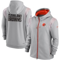 Cleveland Browns Men's Nike Gray Performance Sideline Lockup Full-Zip Hoodie